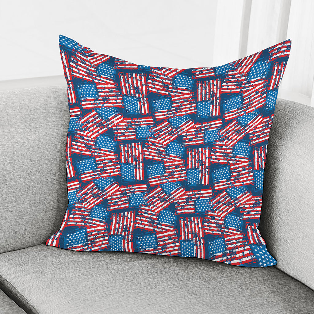 Grunge American Flag Pattern Print Pillow Cover