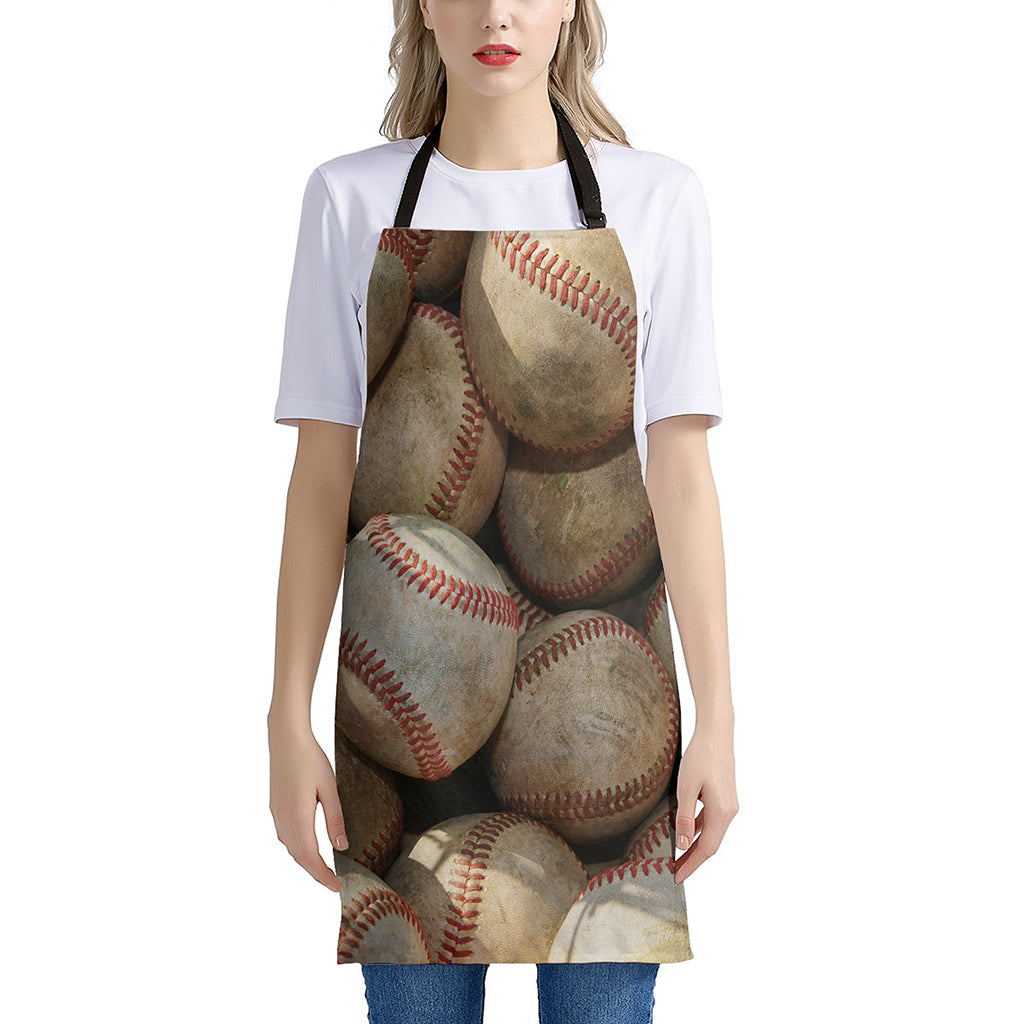 Grunge Baseballs Print Apron