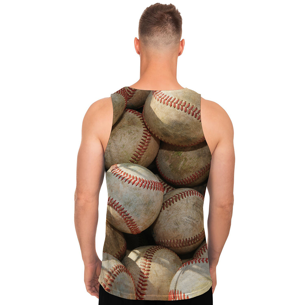 Grunge Baseballs Print Men's Tank Top