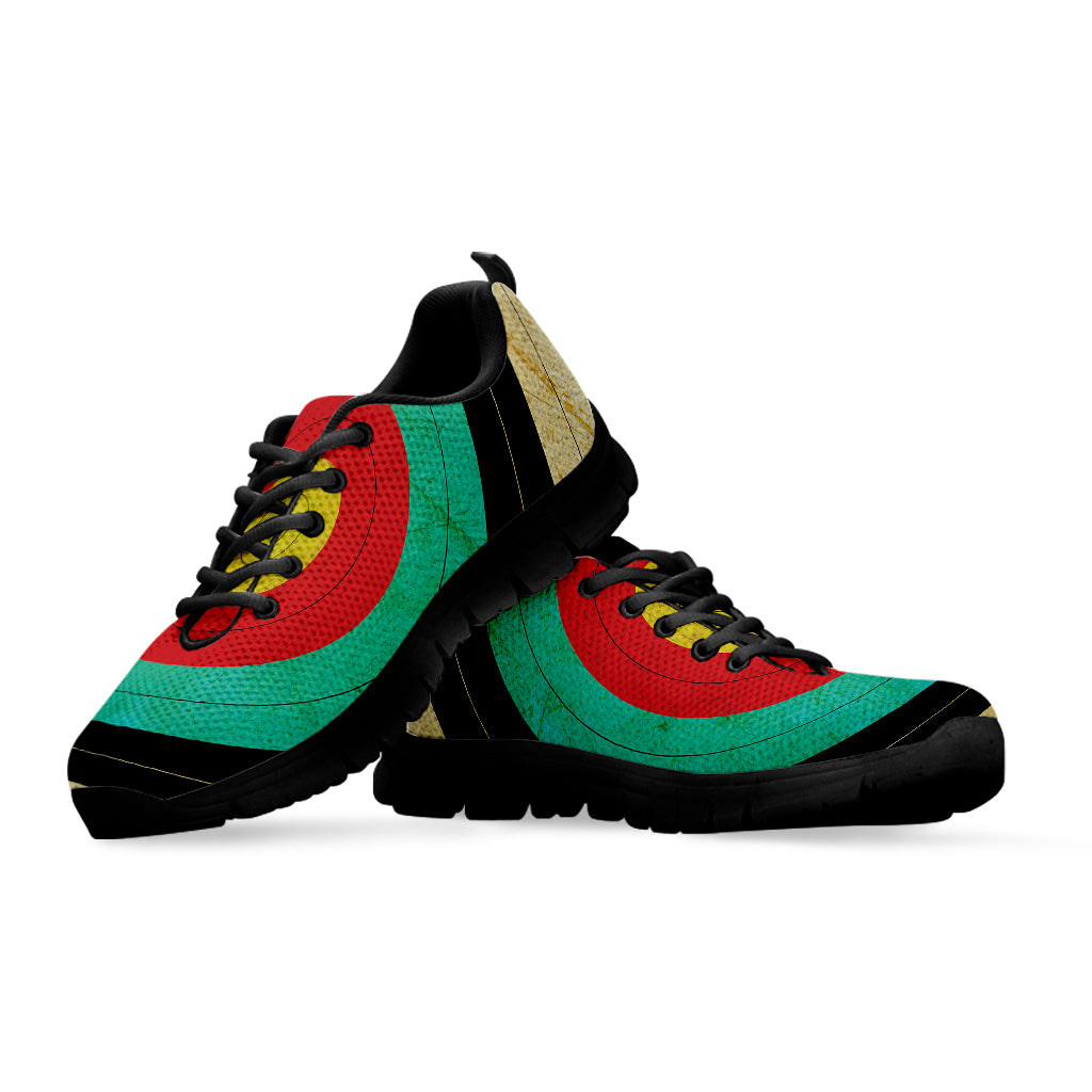 Grunge Bullseye Target Print Black Sneakers