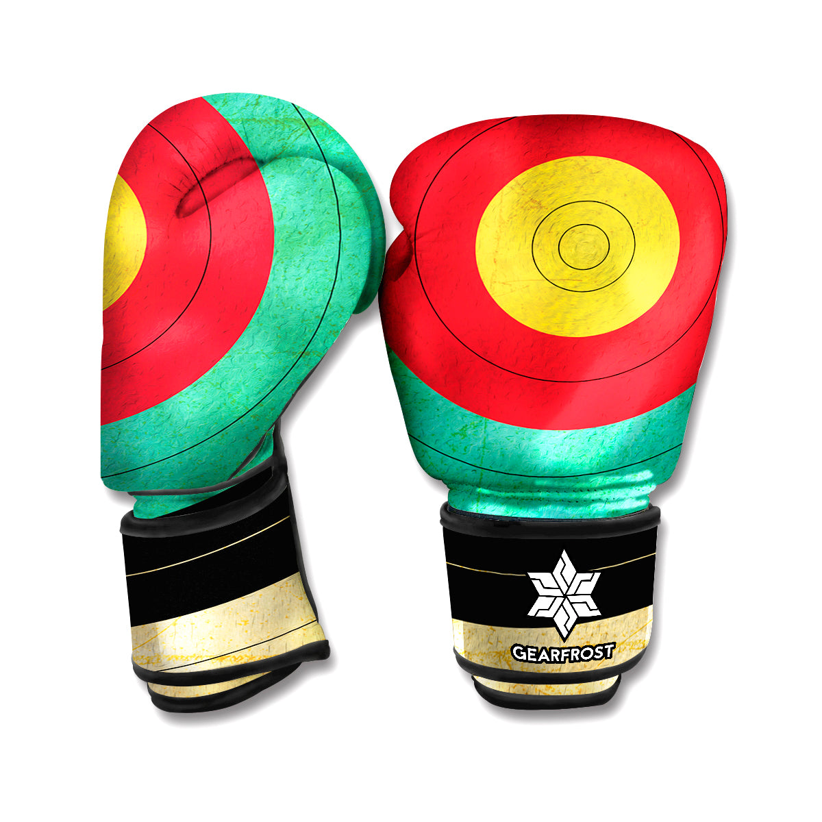 Grunge Bullseye Target Print Boxing Gloves