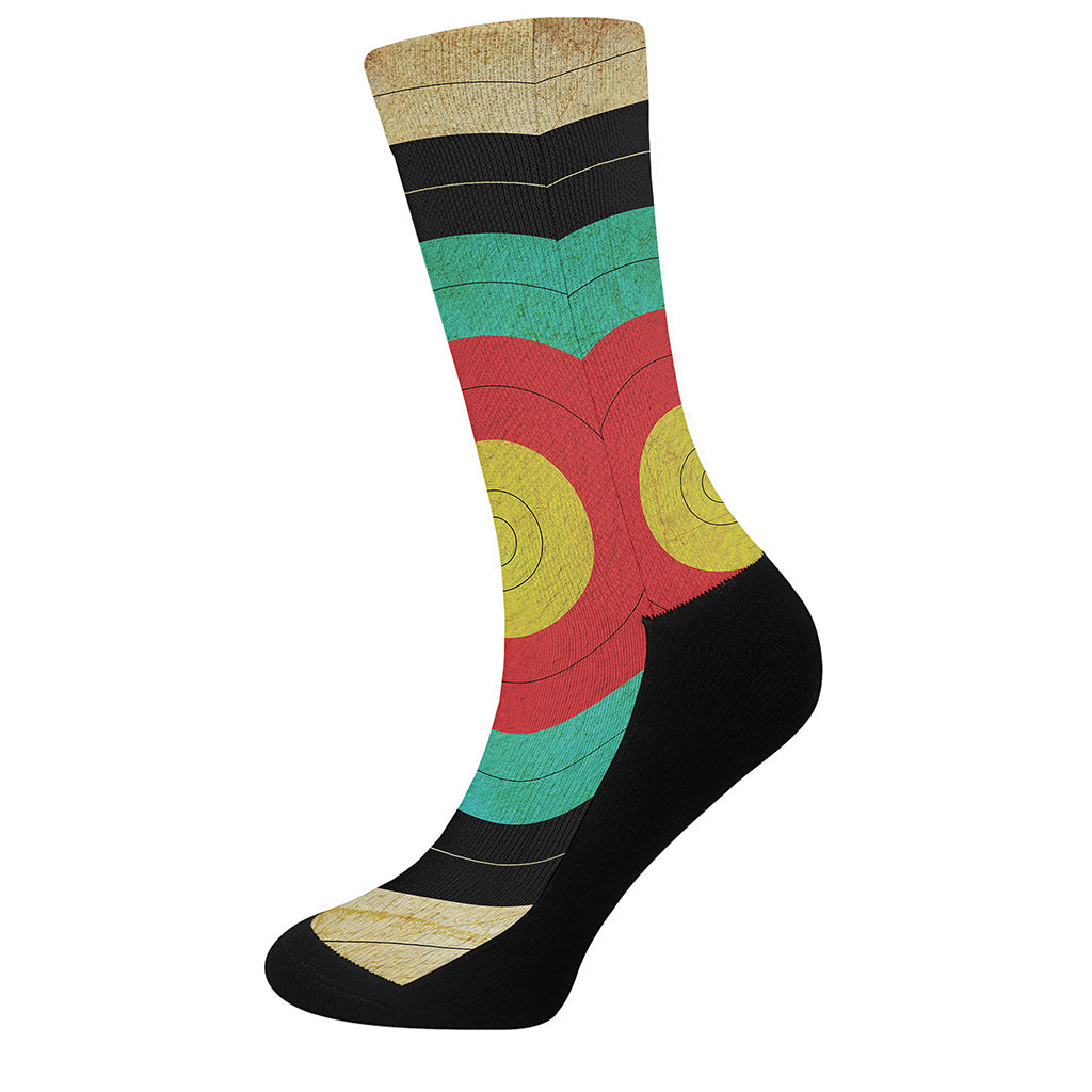 Grunge Bullseye Target Print Crew Socks
