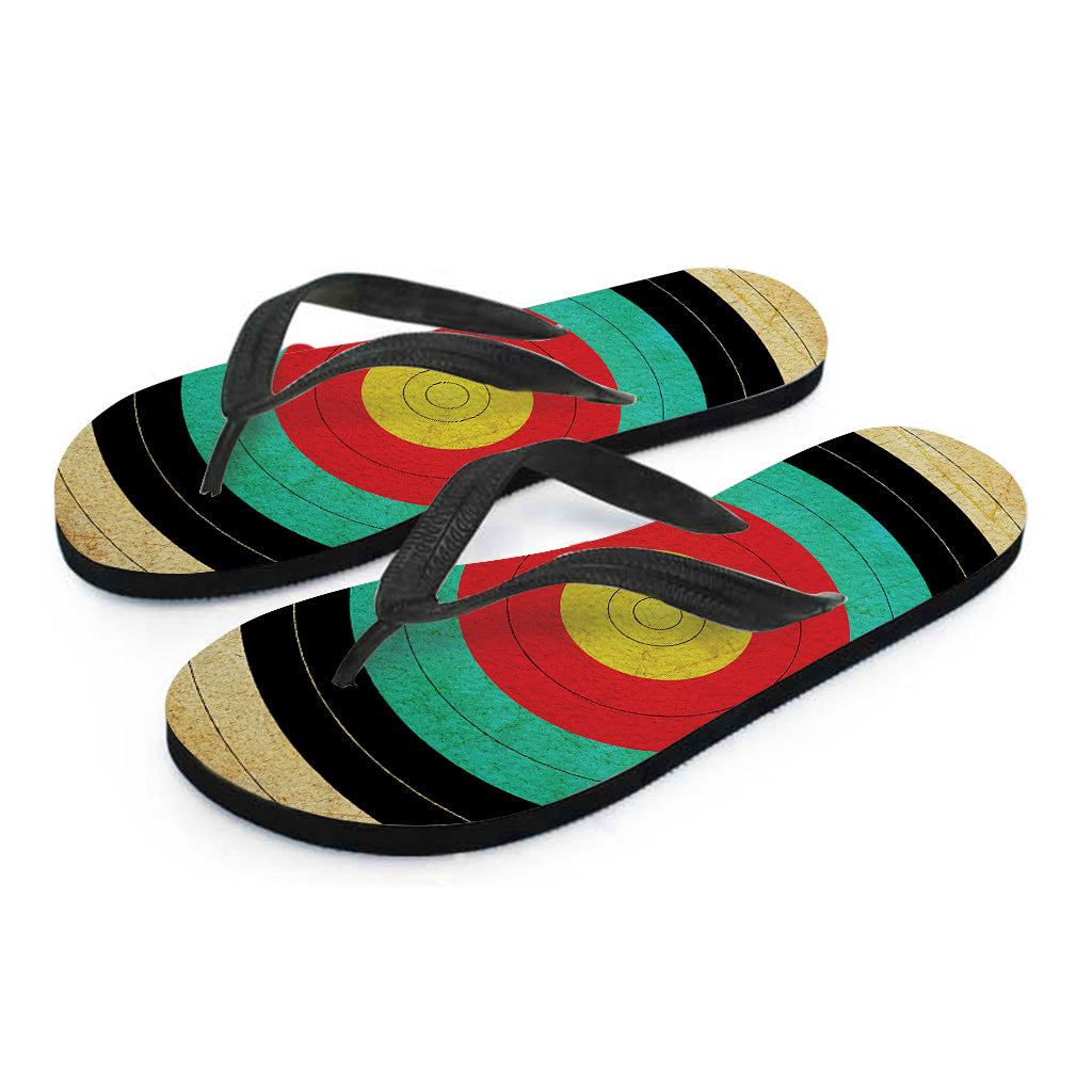 Grunge Bullseye Target Print Flip Flops