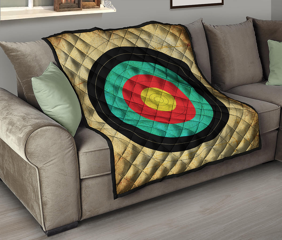 Grunge Bullseye Target Print Quilt