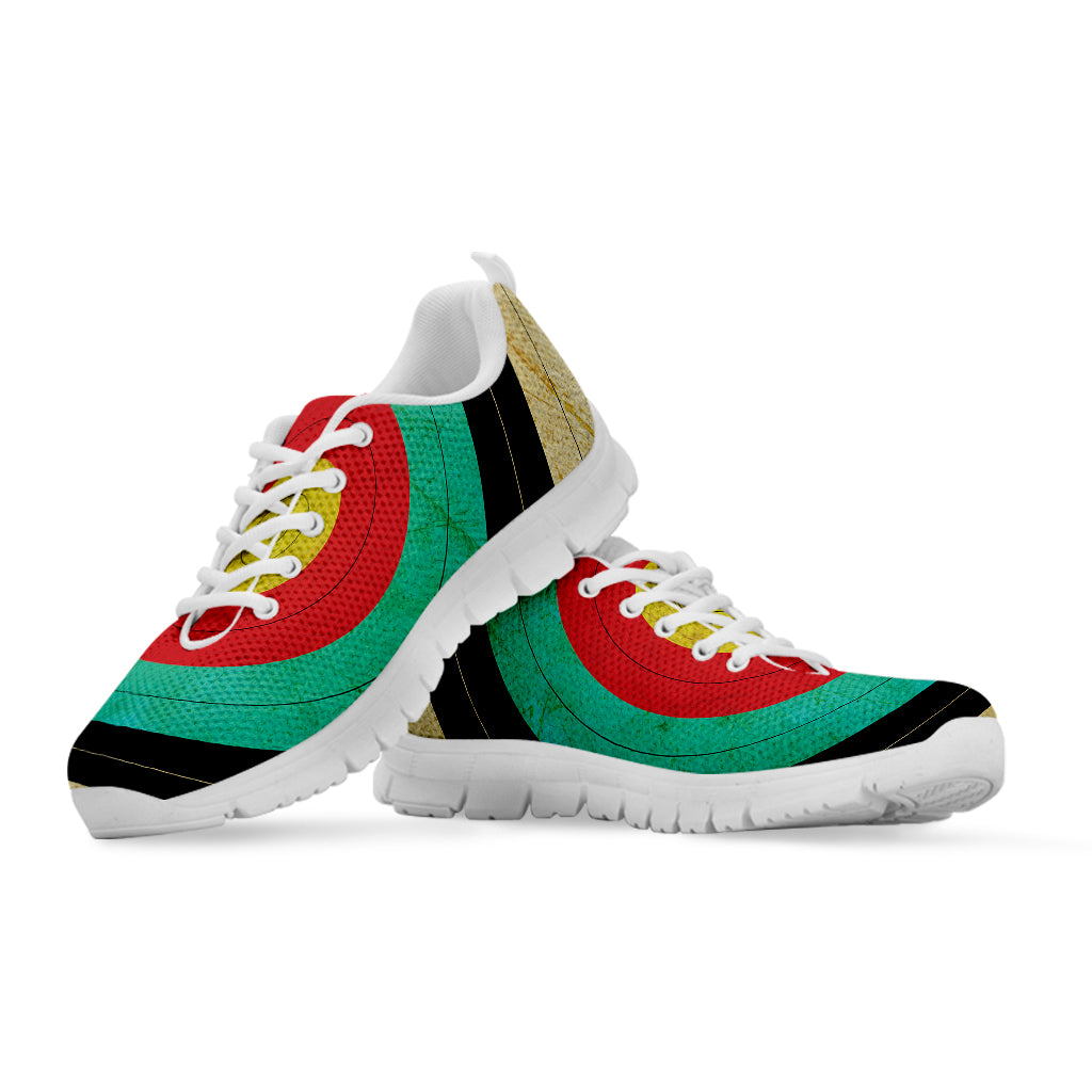 Grunge Bullseye Target Print White Sneakers