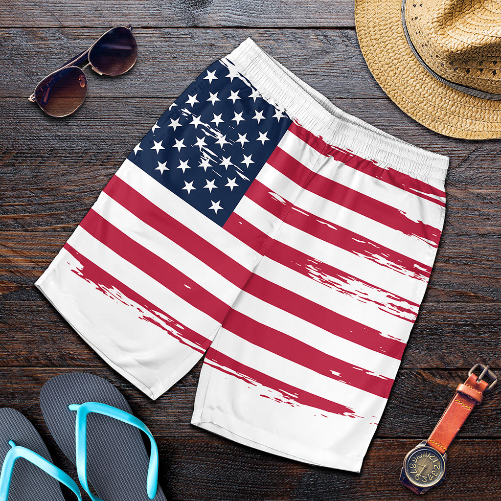 Grunge Flag Of USA Print Men's Shorts