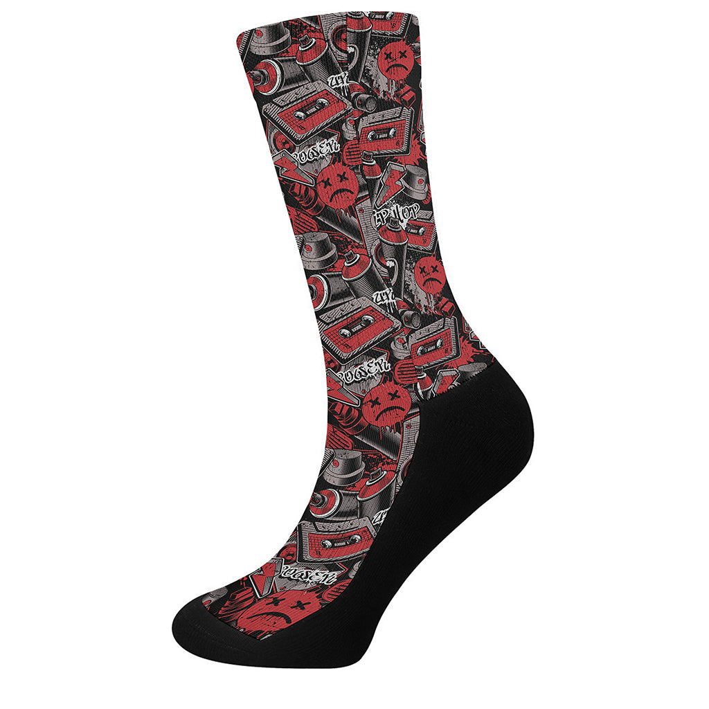 Grunge Graffiti Pattern Print Crew Socks