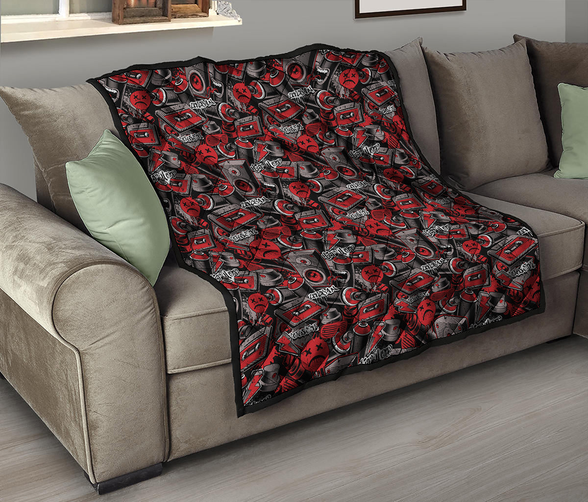 Grunge Graffiti Pattern Print Quilt