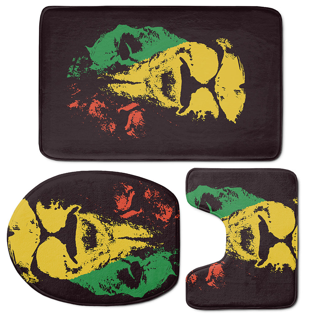 Grunge Rasta Lion Print 3 Piece Bath Mat Set