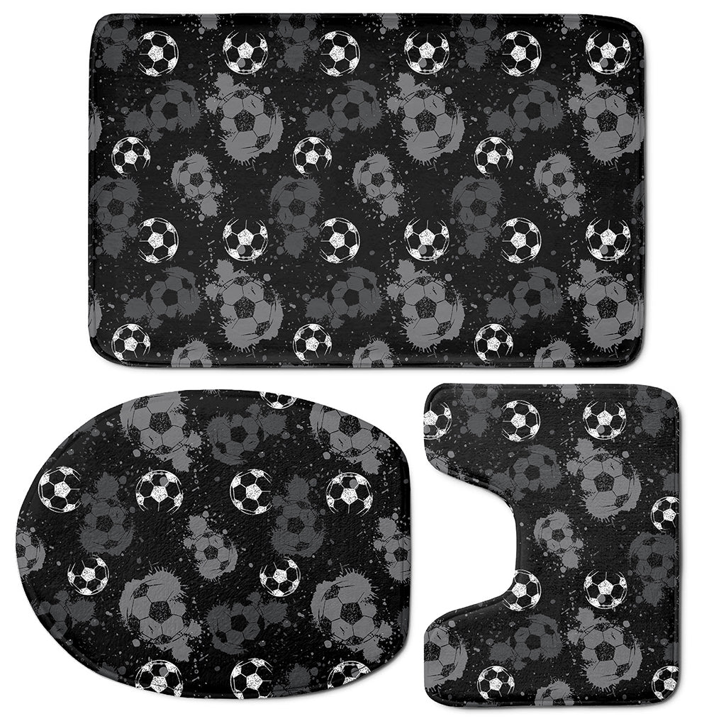 Grunge Soccer Ball Pattern Print 3 Piece Bath Mat Set
