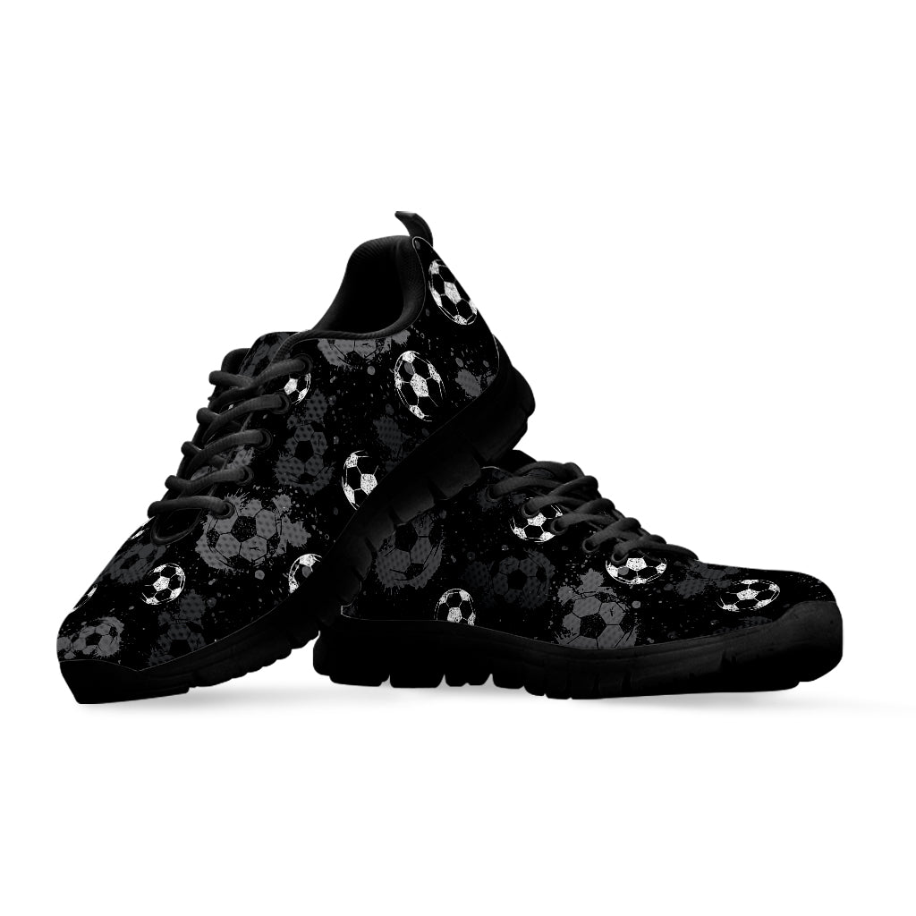 Grunge Soccer Ball Pattern Print Black Sneakers