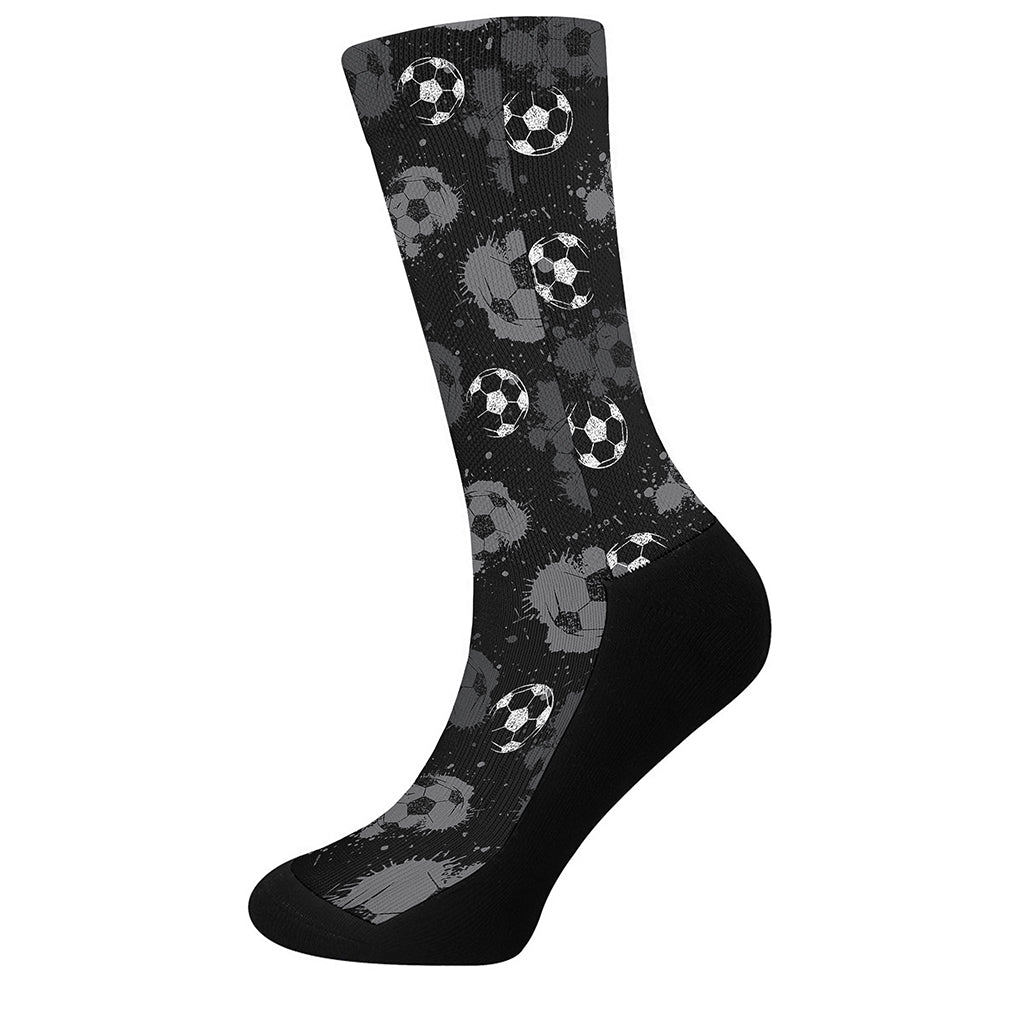 Grunge Soccer Ball Pattern Print Crew Socks