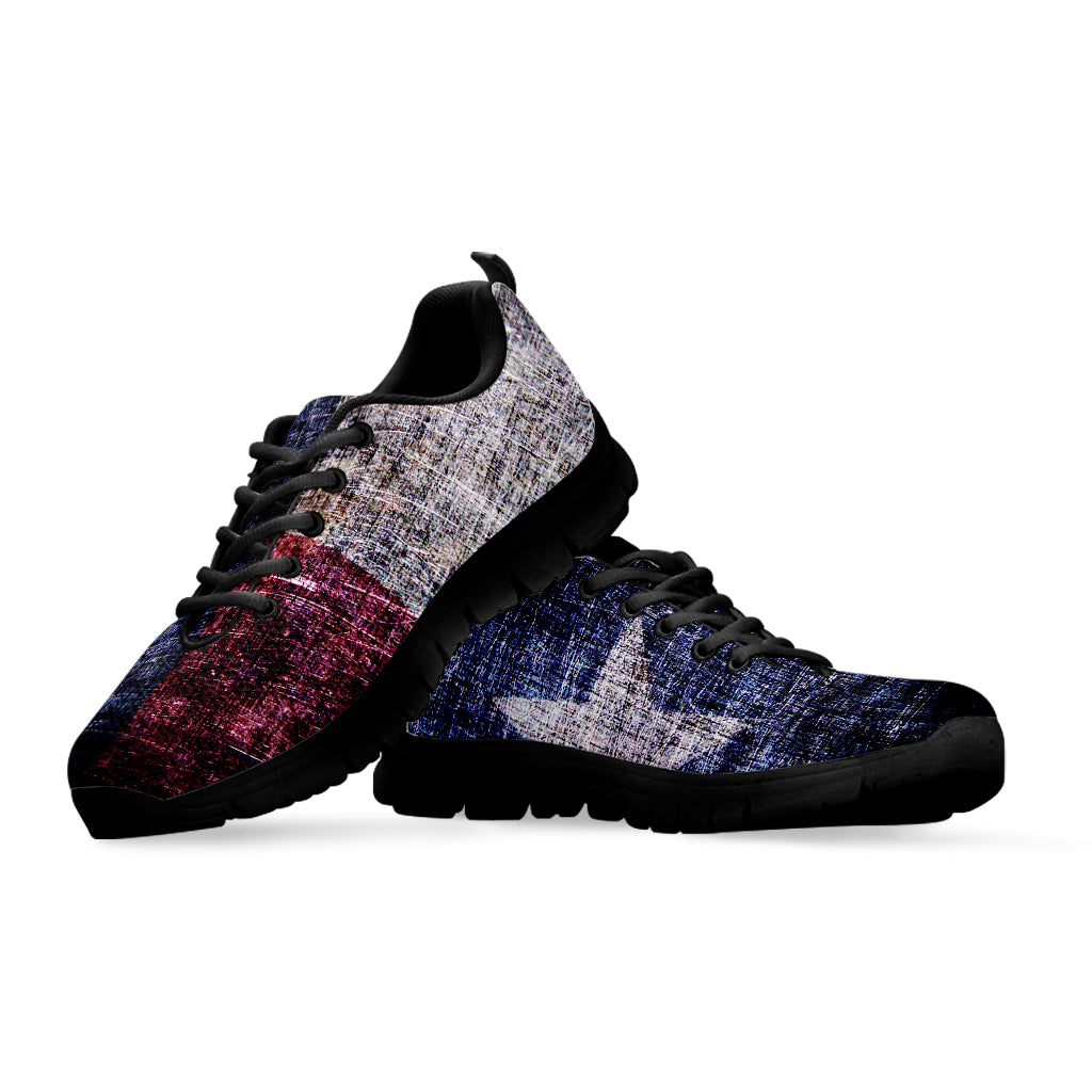 Grunge Texas Flag Print Black Sneakers