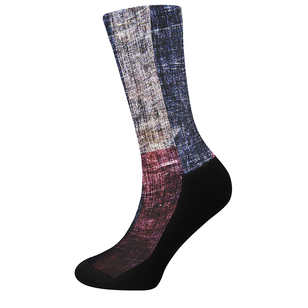 Grunge Texas Flag Print Crew Socks