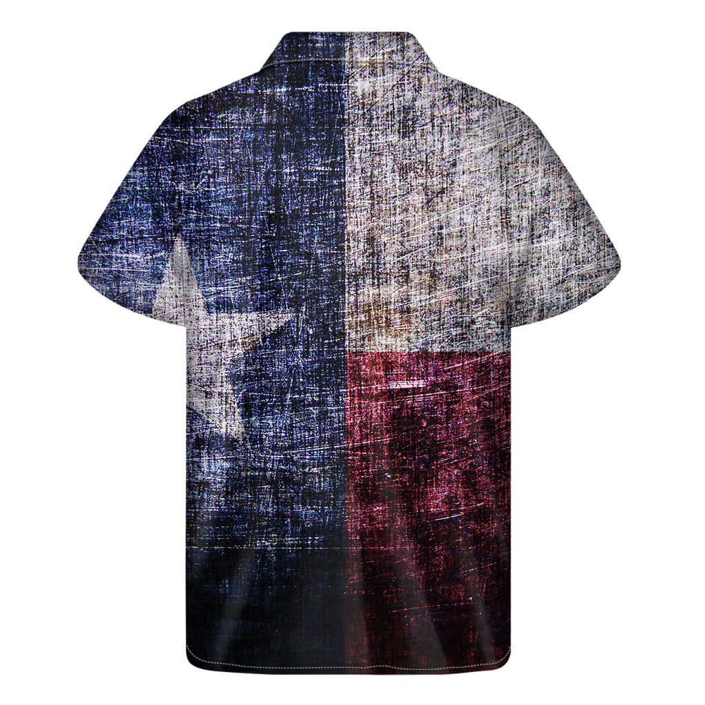 Grunge Texas Flag Print Men's Short Sleeve Shirt