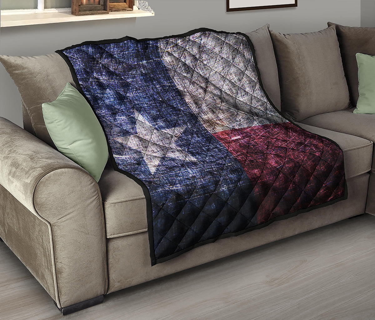Grunge Texas Flag Print Quilt