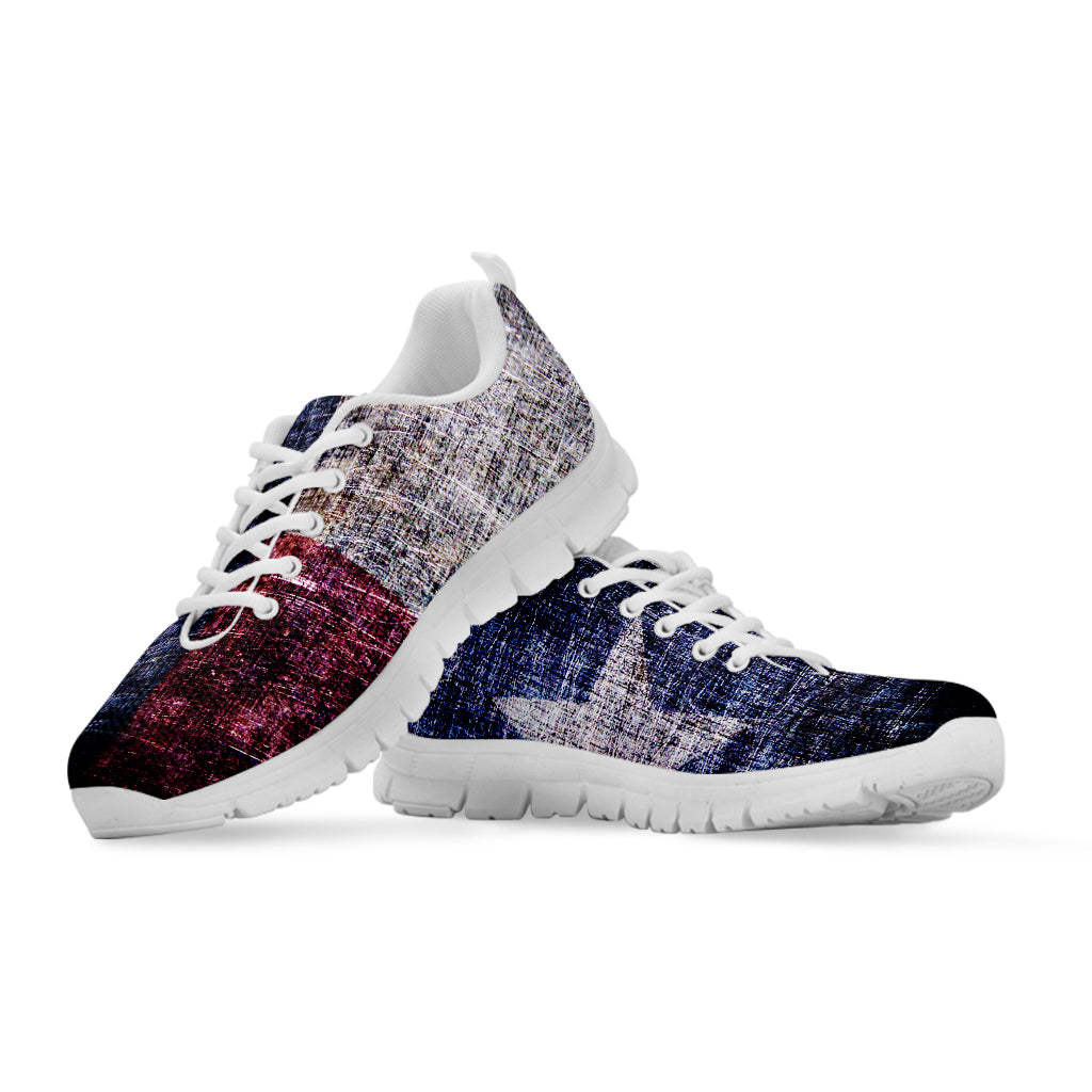 Grunge Texas Flag Print White Sneakers