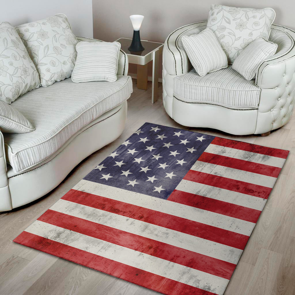 Grunge USA Flag Print Area Rug