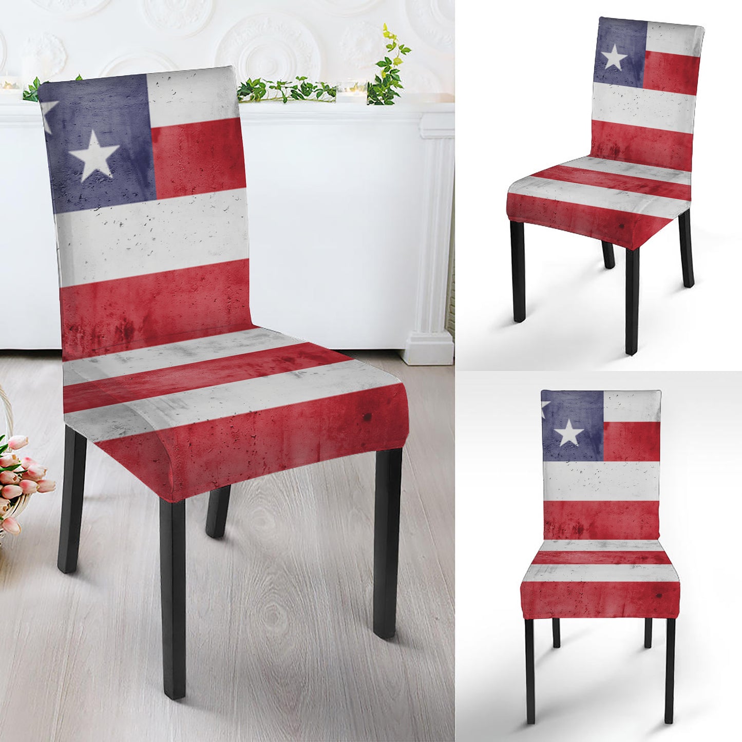 Grunge USA Flag Print Dining Chair Slipcover