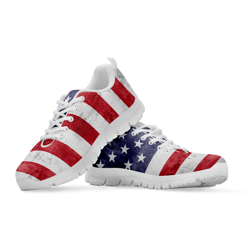 Grunge USA Flag Print White Sneakers