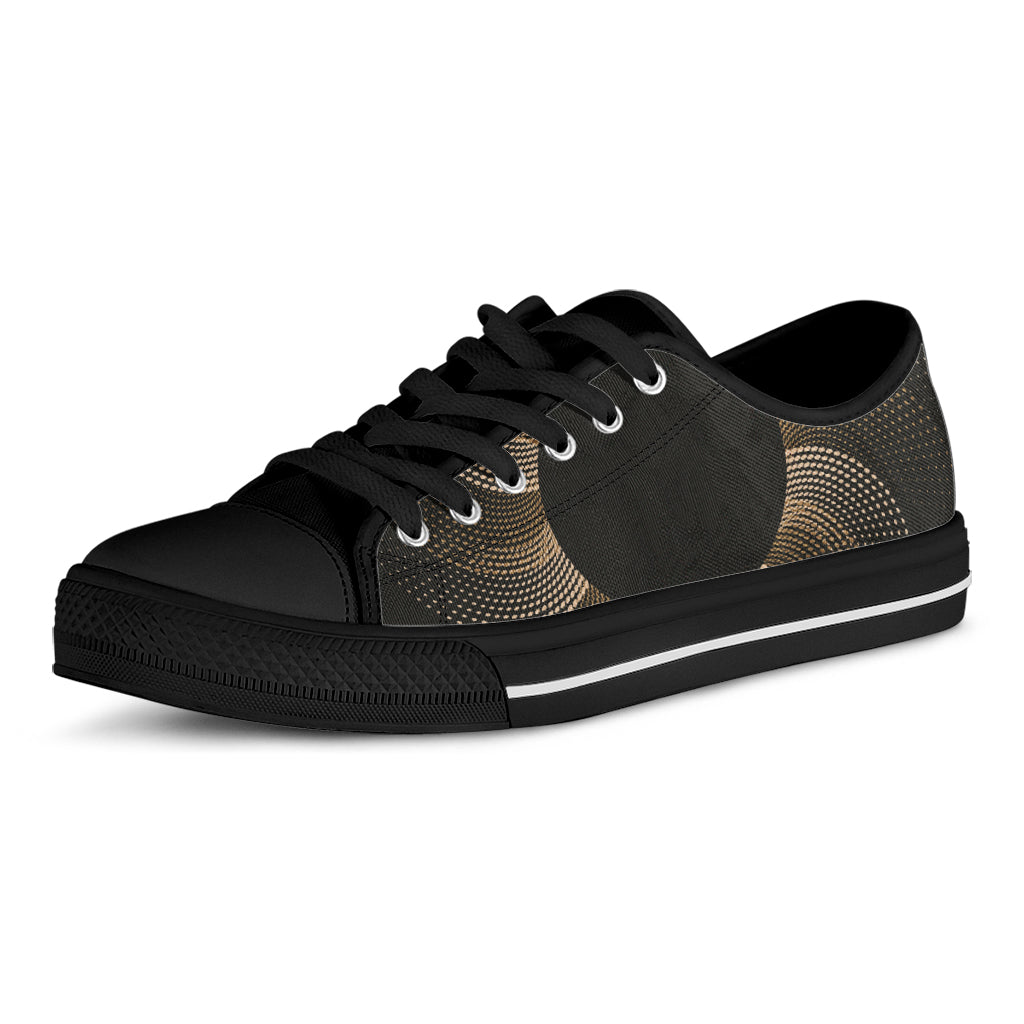 Halftone Dot Sun Print Black Low Top Shoes
