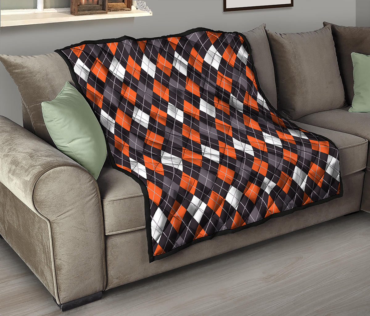 Halloween Argyle Pattern Print Quilt