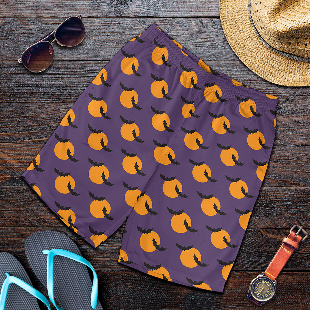 Halloween Bat And Moon Pattern Print Men's Shorts