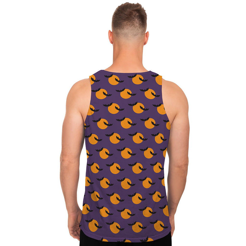 Halloween Bat And Moon Pattern Print Men's Tank Top
