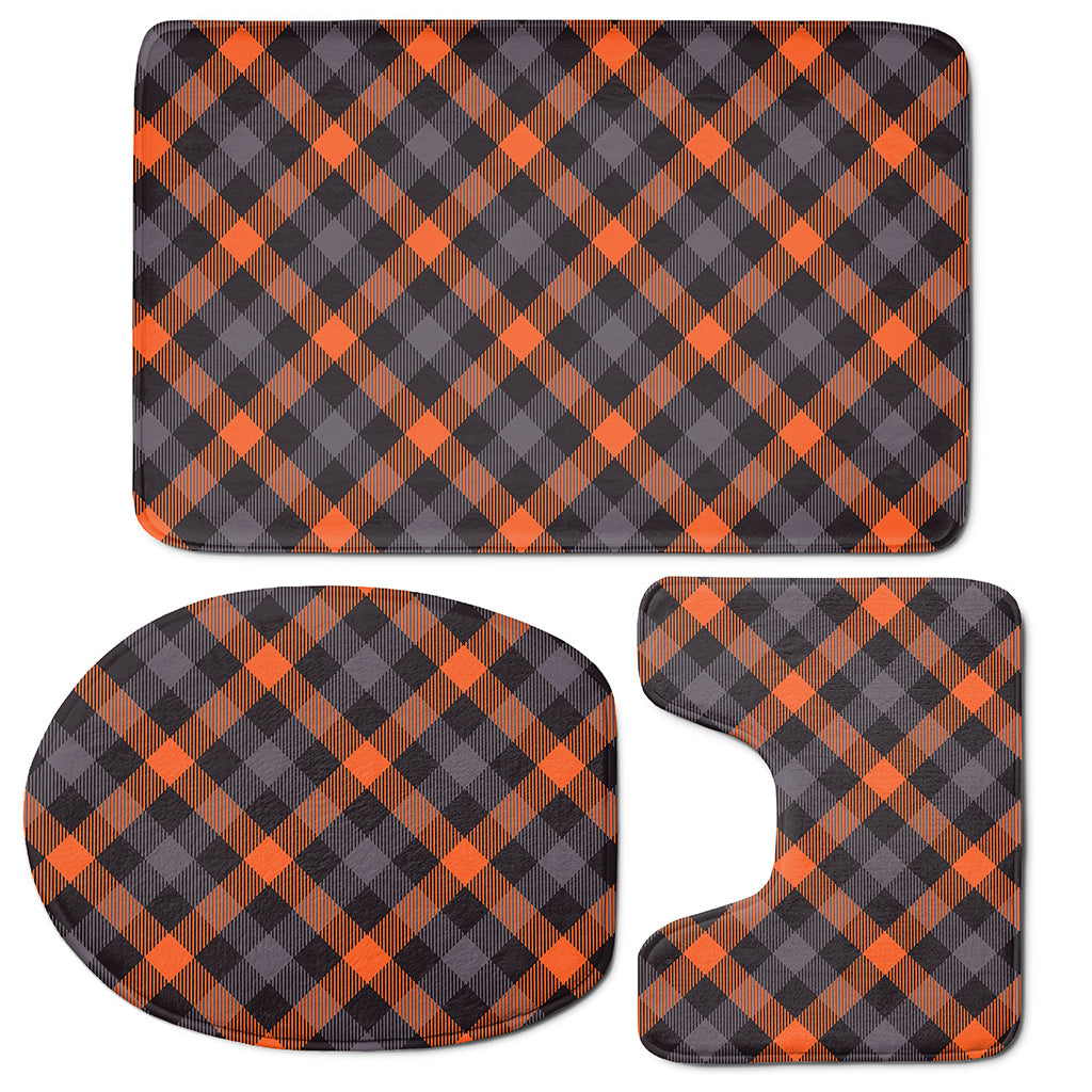 Halloween Buffalo Check Pattern Print 3 Piece Bath Mat Set