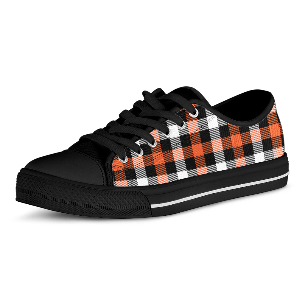 Halloween Buffalo Plaid Pattern Print Black Low Top Shoes