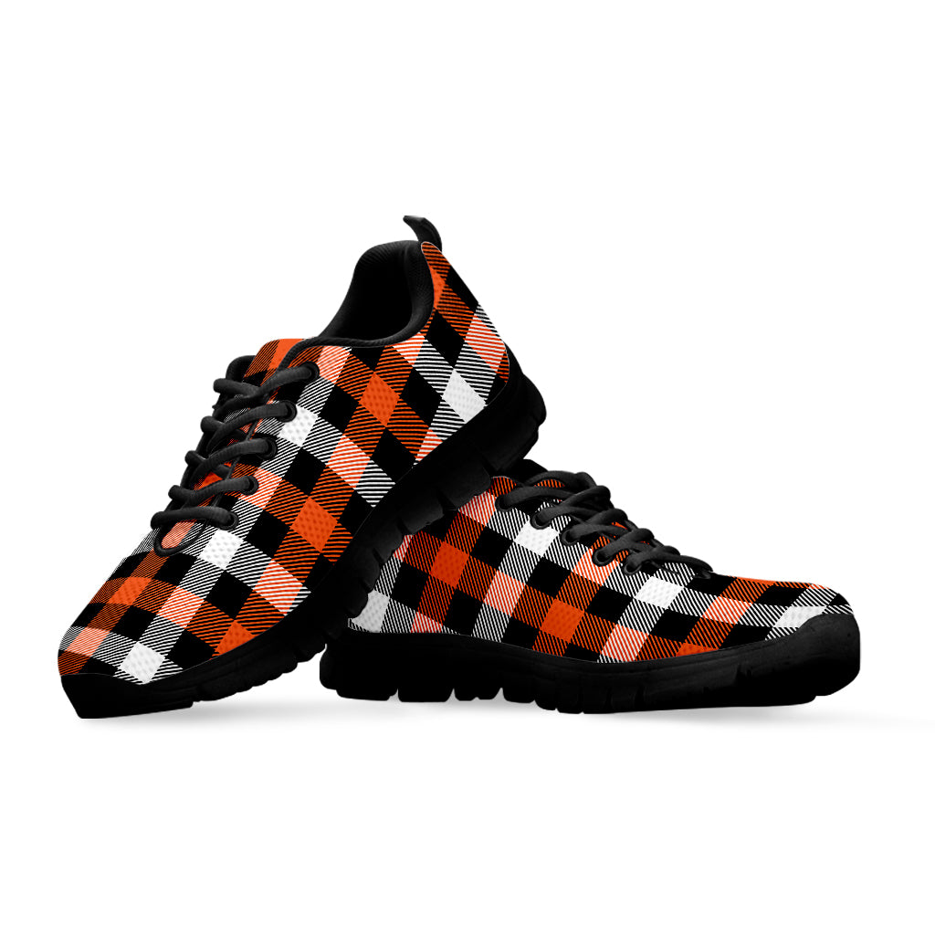 Halloween Buffalo Plaid Pattern Print Black Sneakers