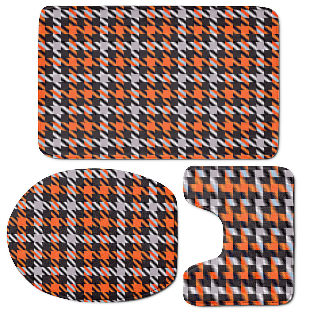 Halloween Buffalo Plaid Print 3 Piece Bath Mat Set