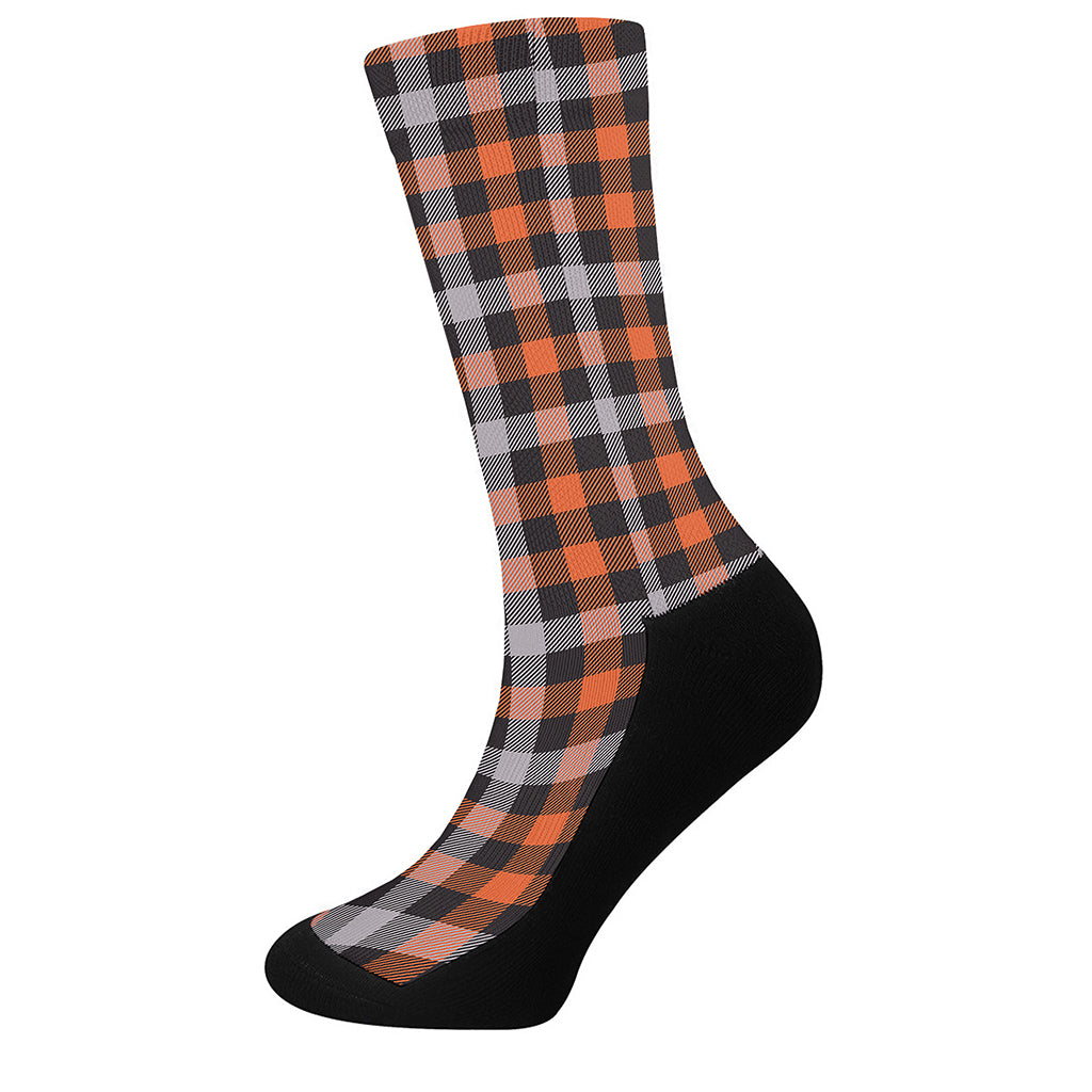 Halloween Buffalo Plaid Print Crew Socks