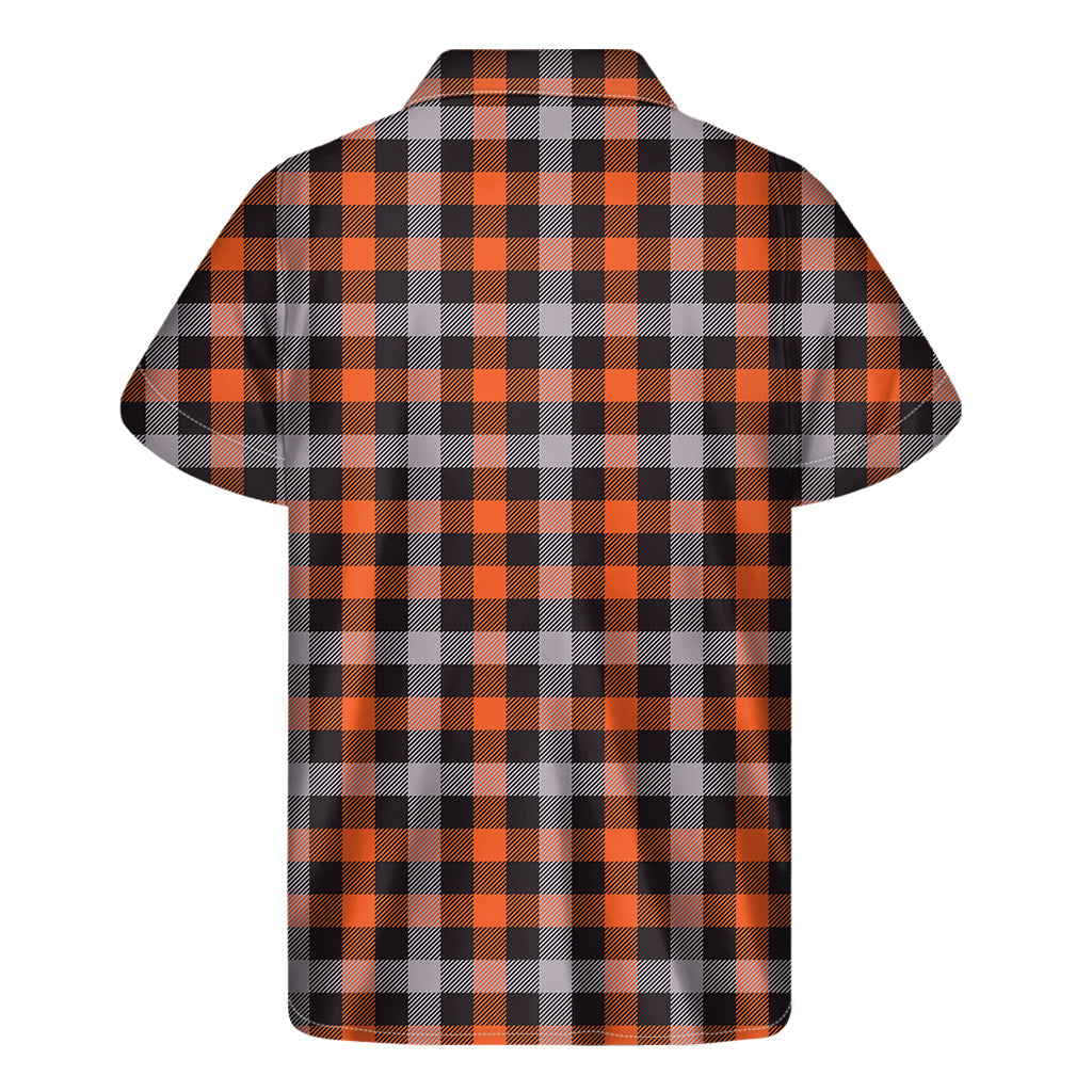 Halloween Buffalo Plaid Print Men's Short Sleeve Shirt