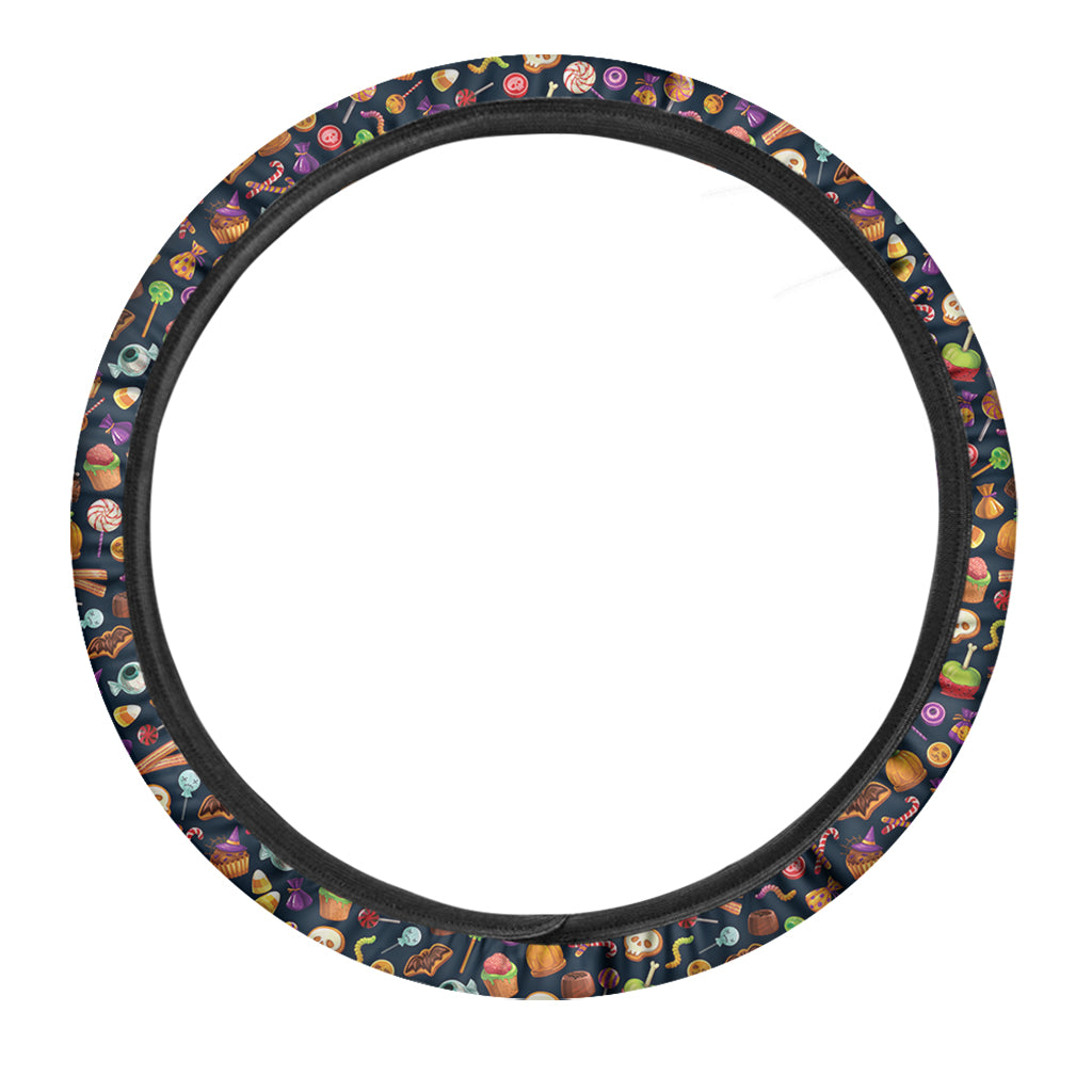Halloween Candy Pattern Print Car Steering Wheel Cover
