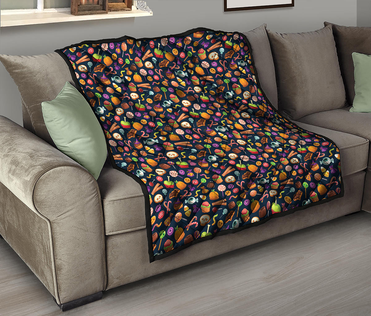 Halloween Candy Pattern Print Quilt