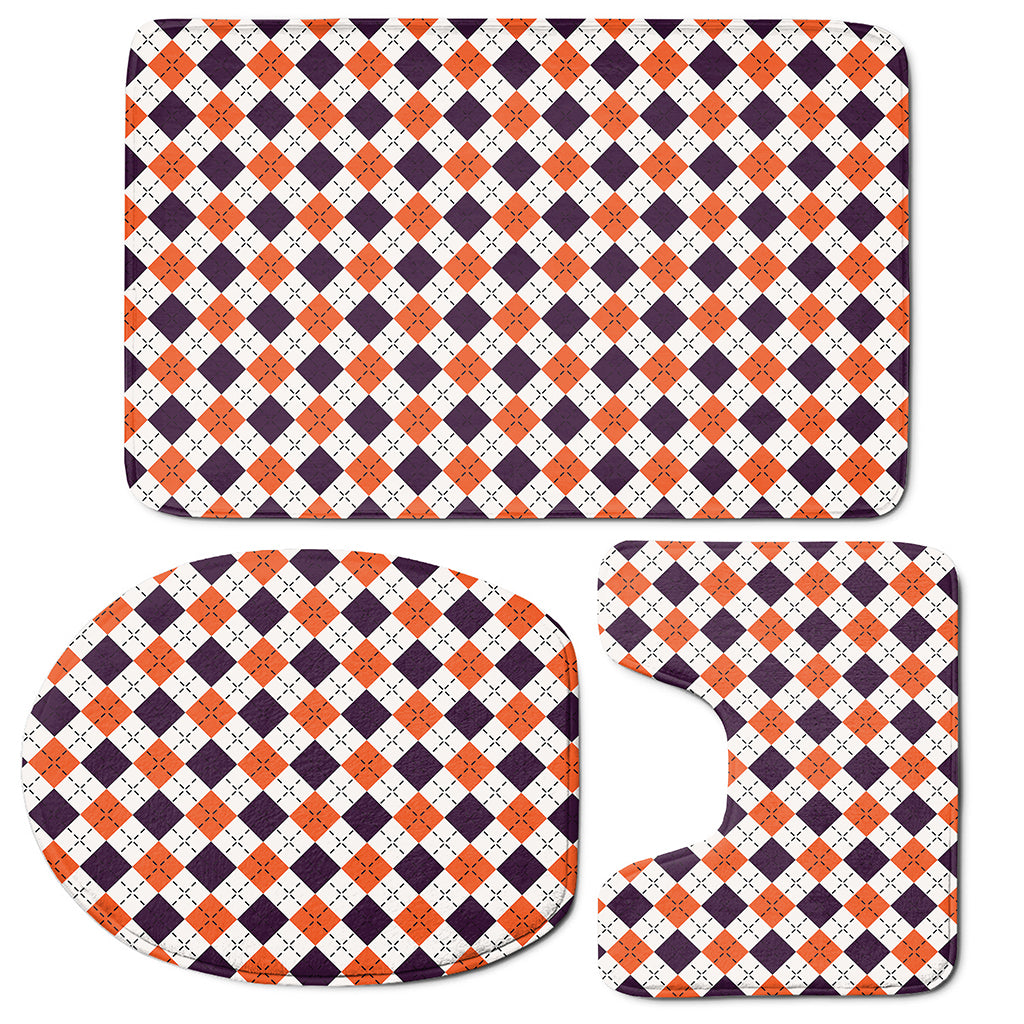 Halloween Checked Pattern Print 3 Piece Bath Mat Set