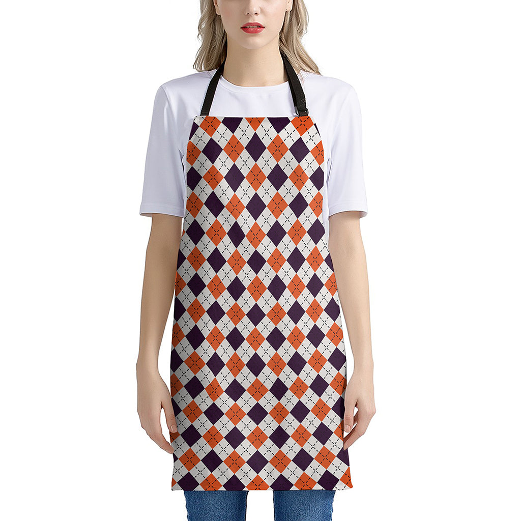 Halloween Checked Pattern Print Apron