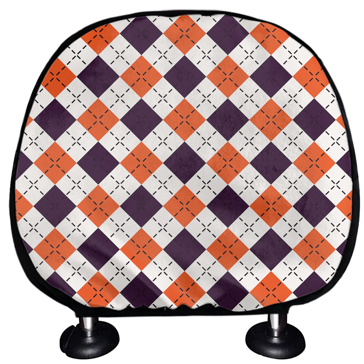 Halloween Checked Pattern Print Car Headrest Covers