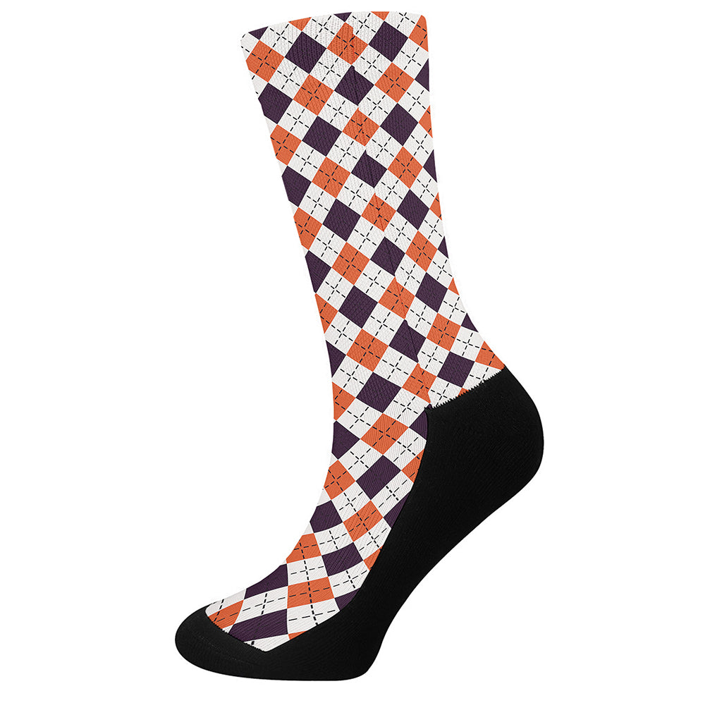 Halloween Checked Pattern Print Crew Socks