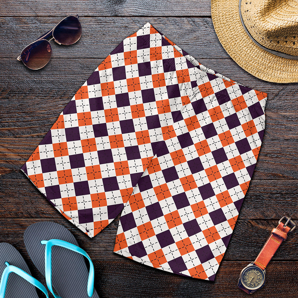 Halloween Checked Pattern Print Men's Shorts