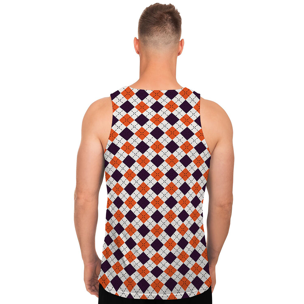 Halloween Checked Pattern Print Men's Tank Top