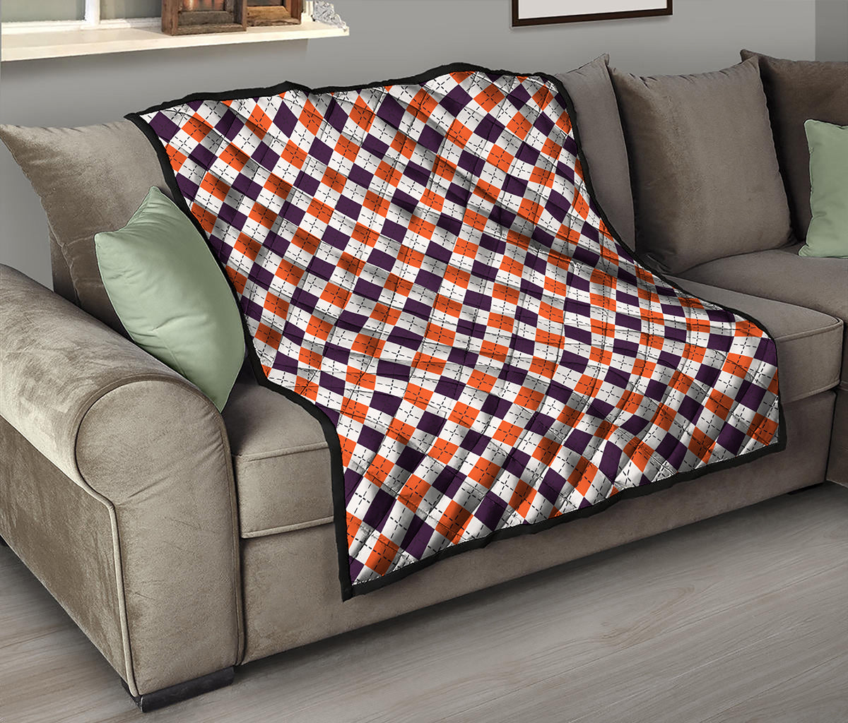 Halloween Checked Pattern Print Quilt