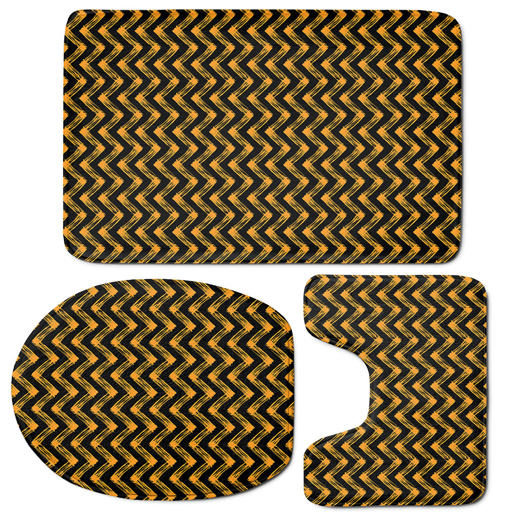 Halloween Chevron Pattern Print 3 Piece Bath Mat Set