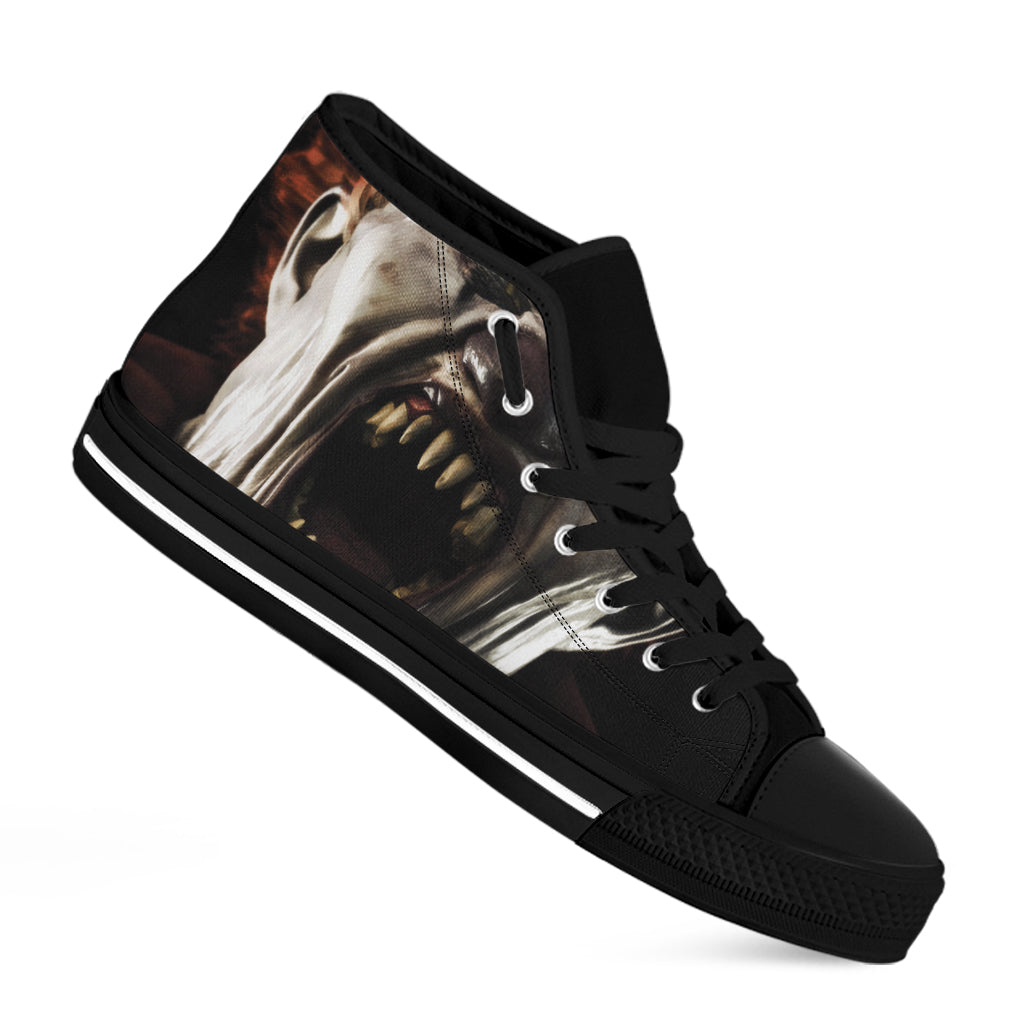 Halloween Clown Print Black High Top Shoes