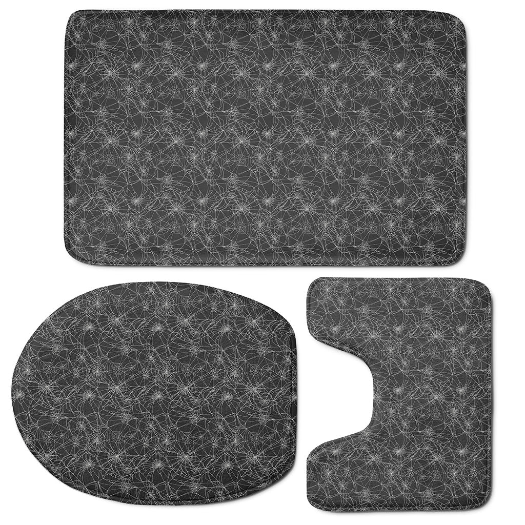 Halloween Cobweb Pattern Print 3 Piece Bath Mat Set