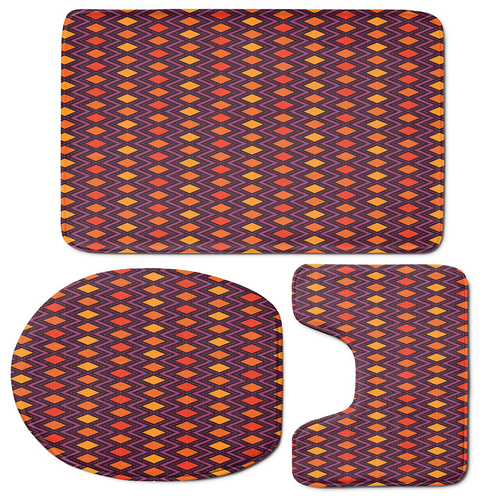 Halloween Diamond Shape Pattern Print 3 Piece Bath Mat Set