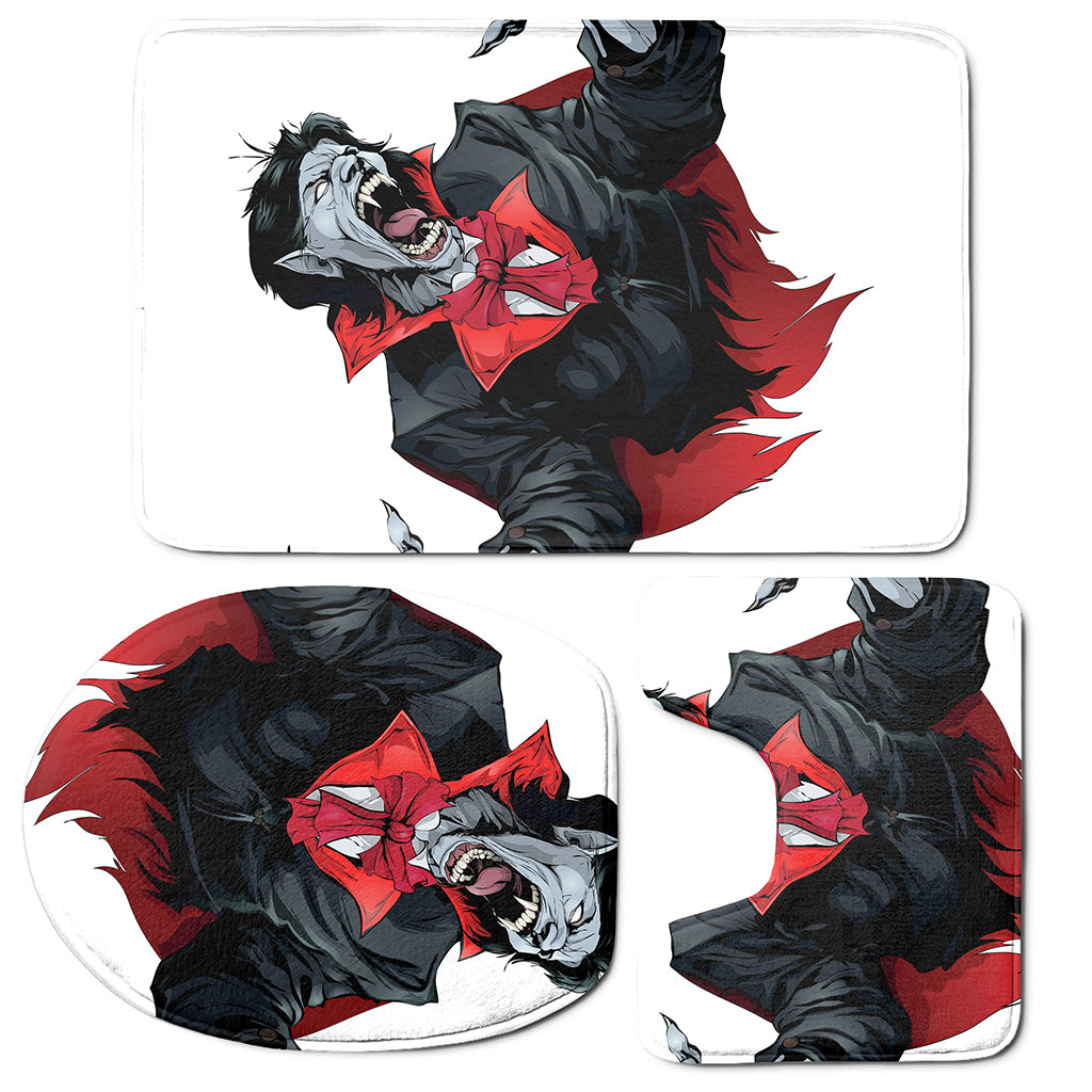Halloween Evil Vampire Print 3 Piece Bath Mat Set