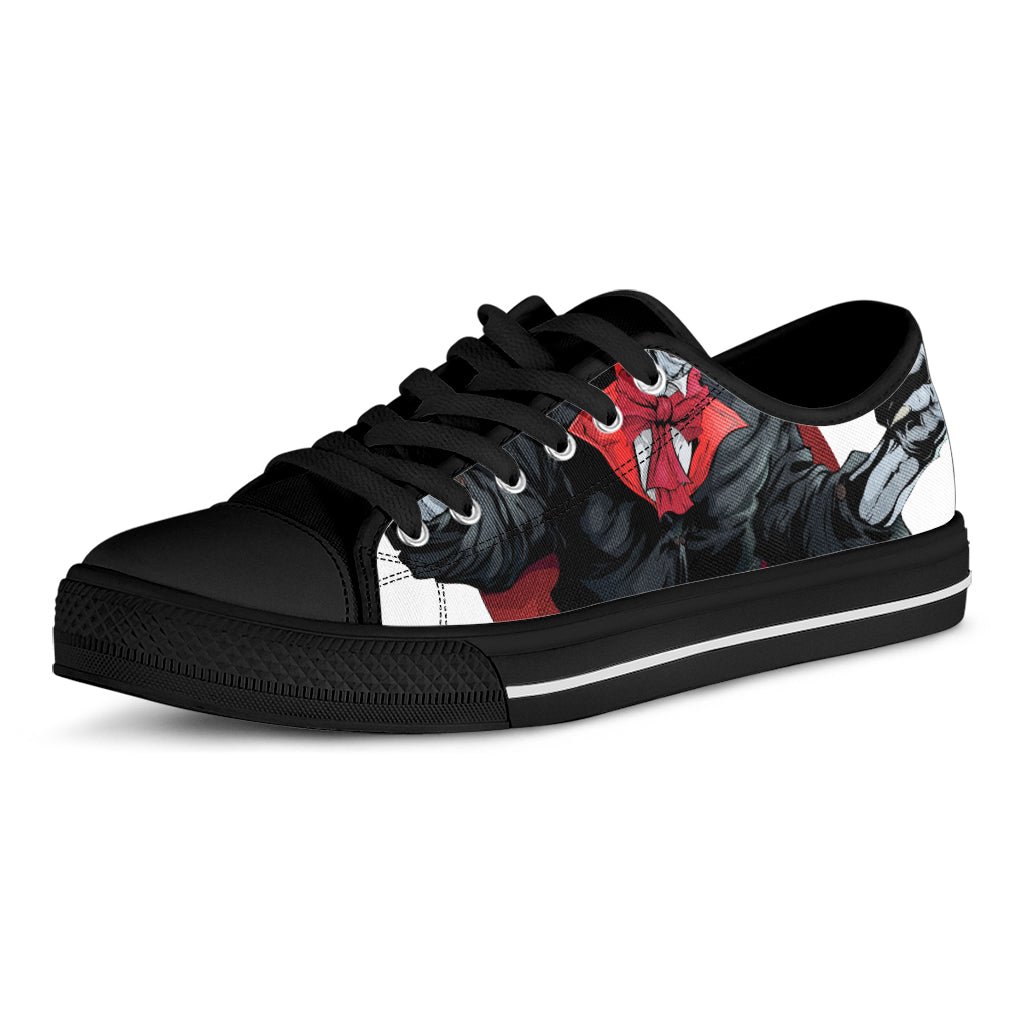 Halloween Evil Vampire Print Black Low Top Shoes