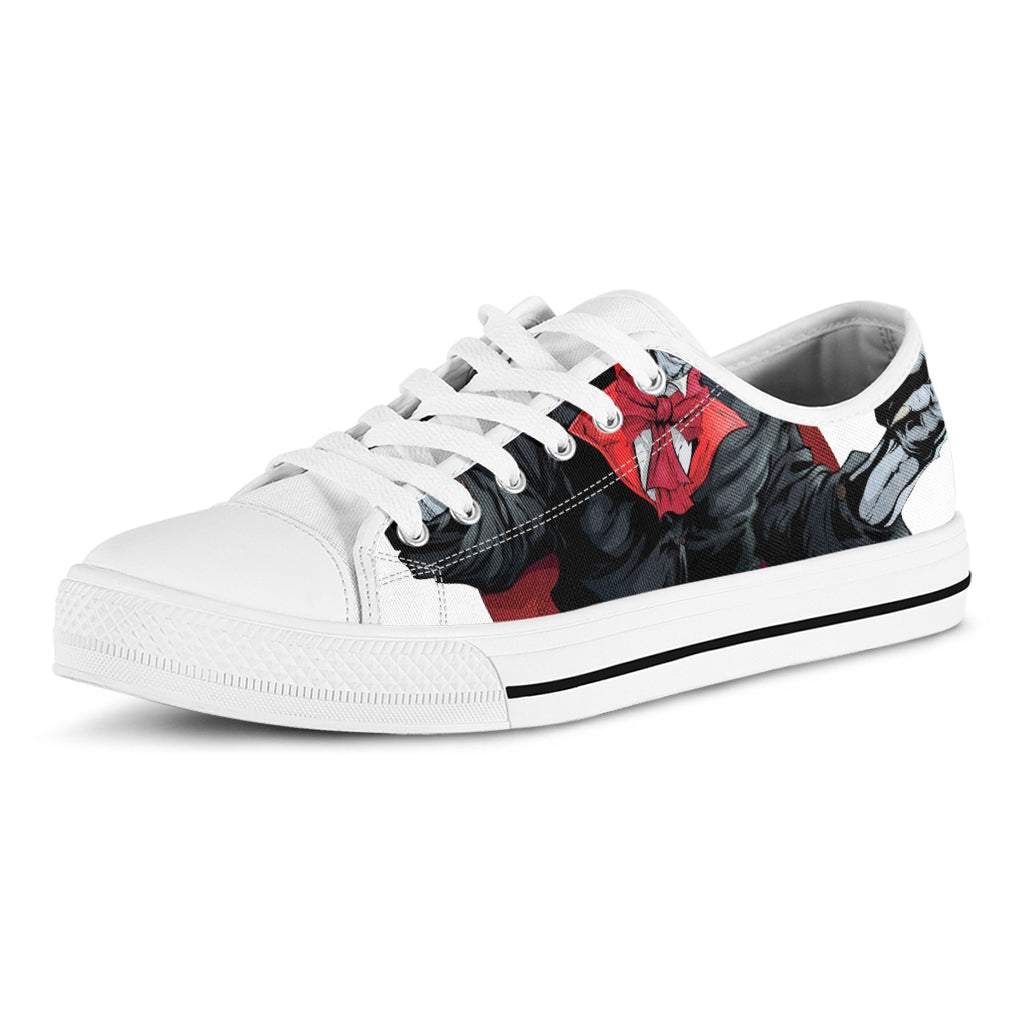Halloween Evil Vampire Print White Low Top Shoes
